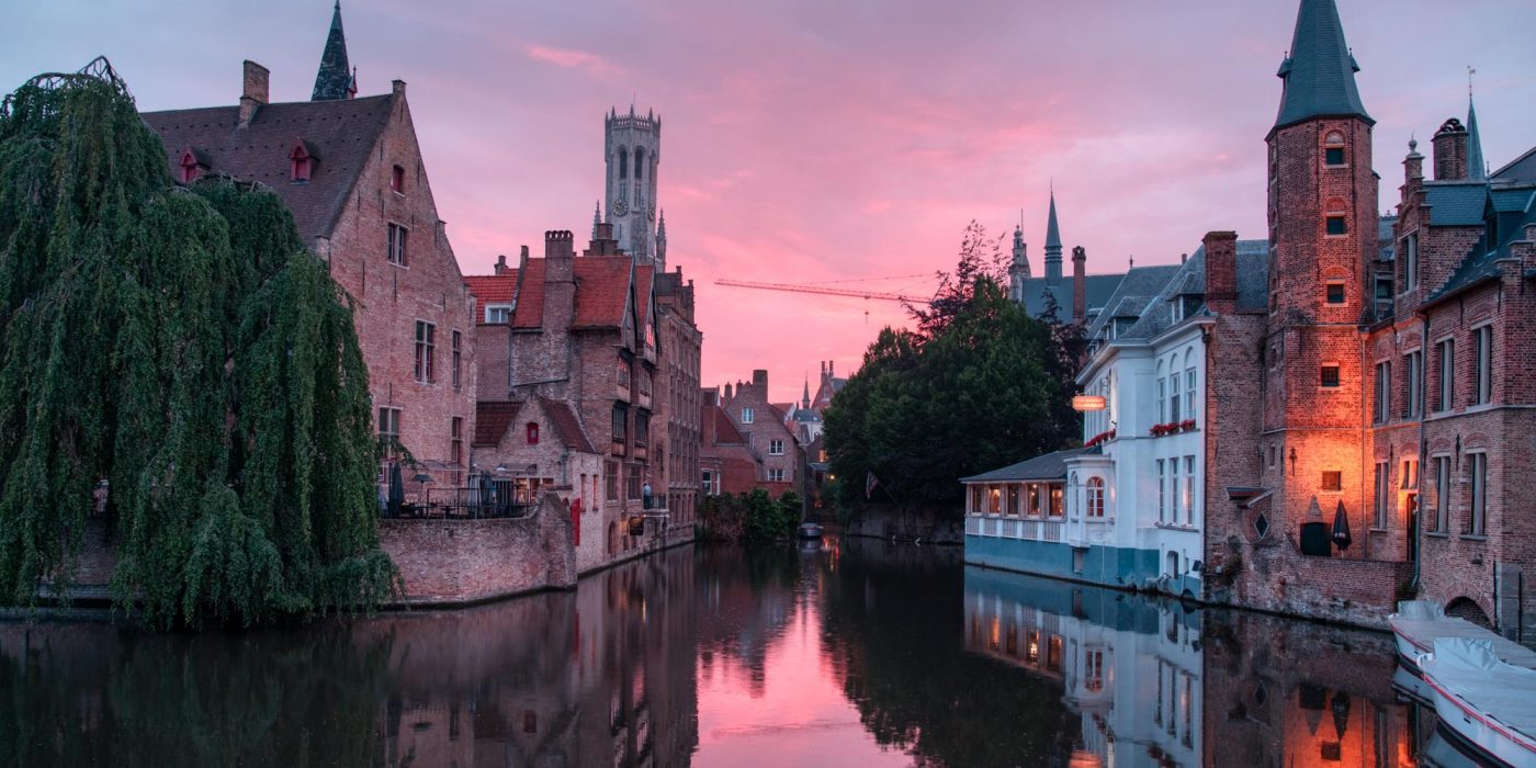 tanners square canal Golden Hour in Bruges