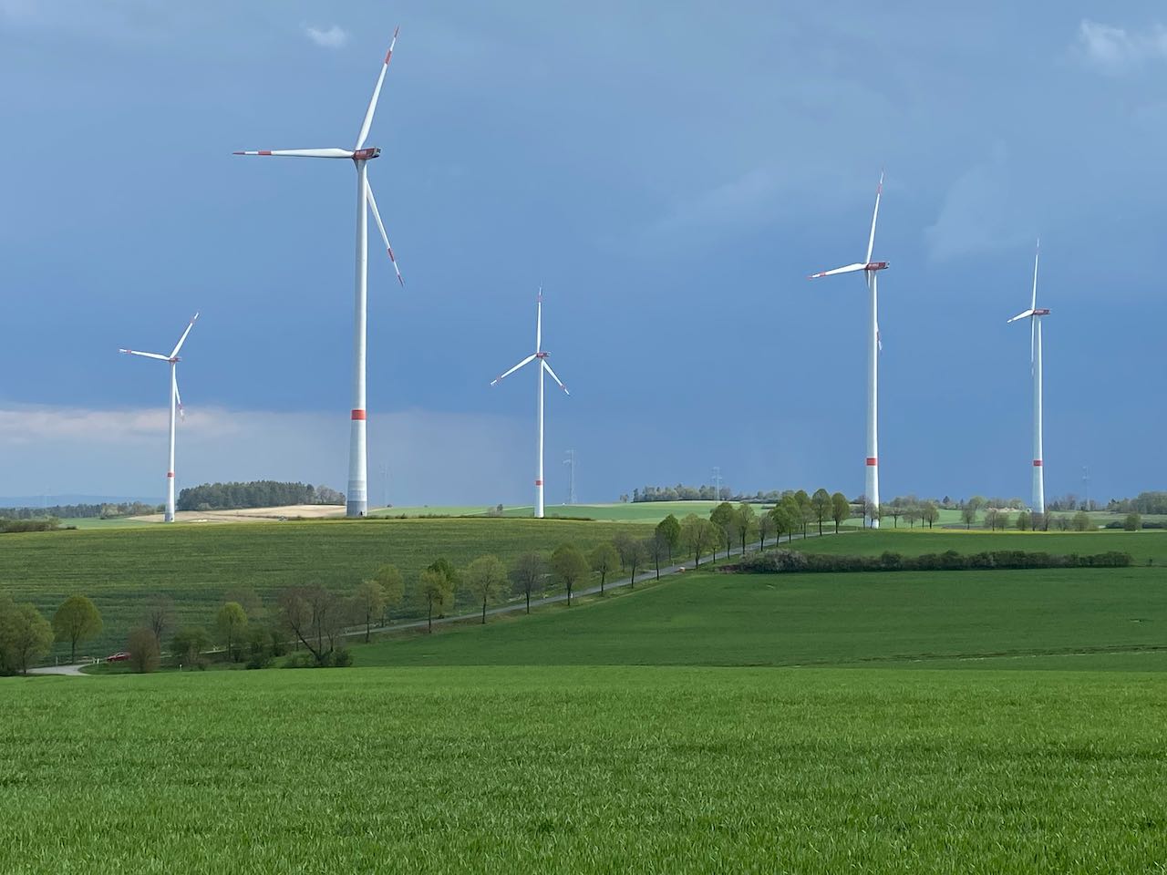 Wind turbines in farmland