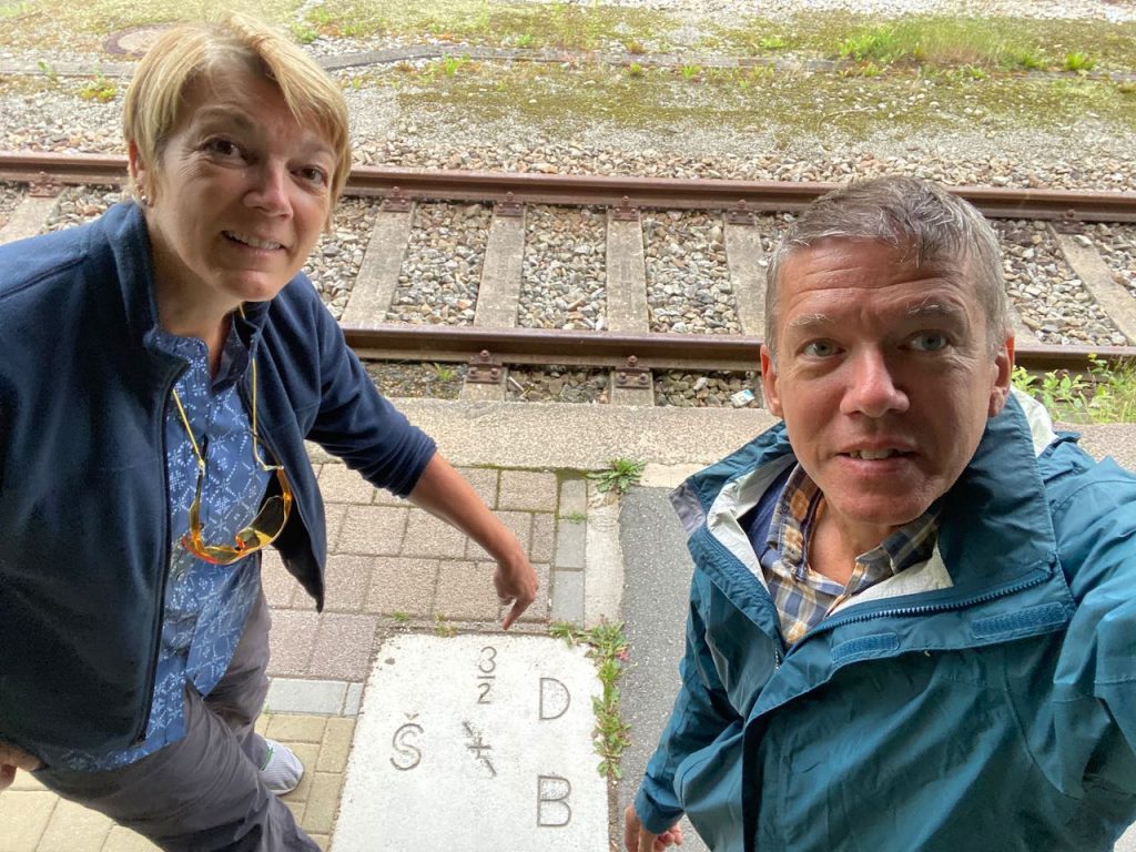 Bayerisch Eisenstein Border - 2 Kathrin and Chet at German/Czech border marker