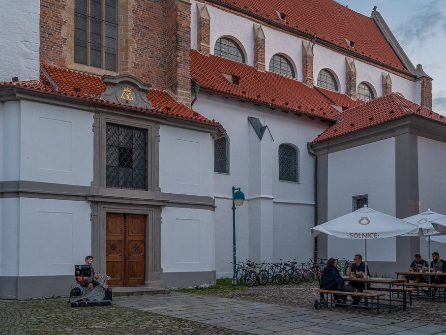 Piarist Concert a musician at Piarist square