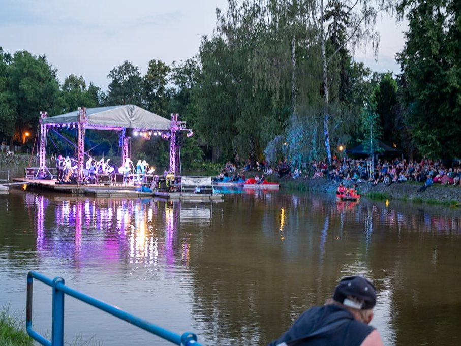 River Stage a stage floating on the river