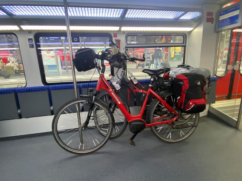 Train Trip - 2 our bikes on board the train