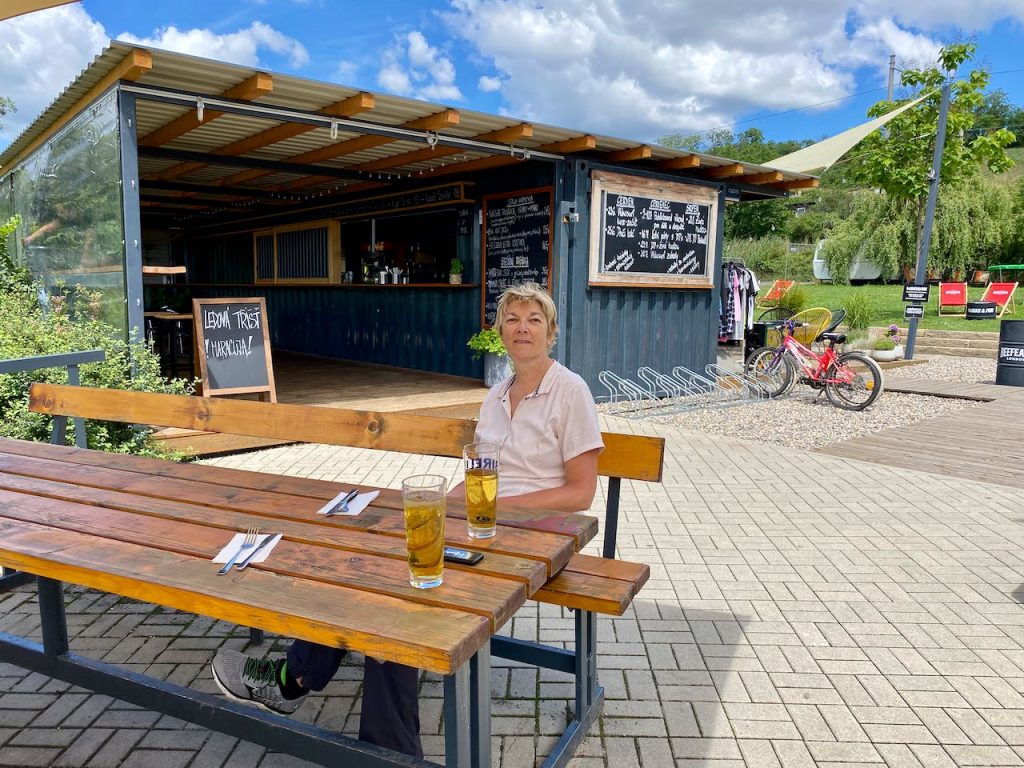 Wake and Fun - 1 Kathrin at a tabel at the Wake and Fun