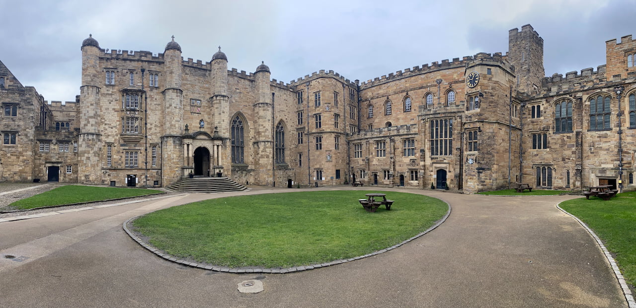 a view of Durham Castle from the courtyard