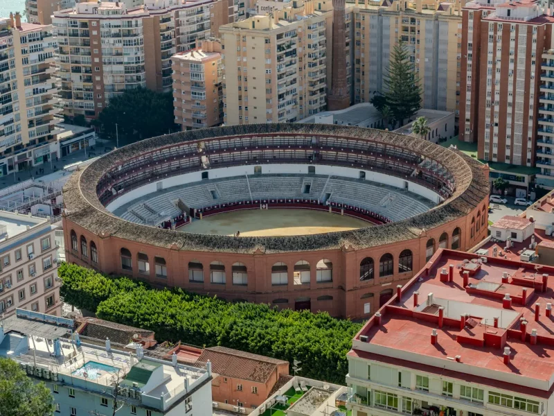Malaga Bull Ring-6 Historic bullring surrounded by buildings