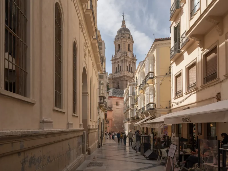 Malaga Streetview Narrow street with historic architecture